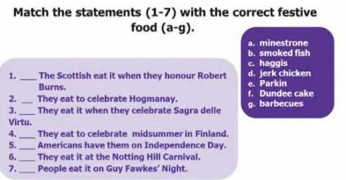 Match the statements with the correct festive food​