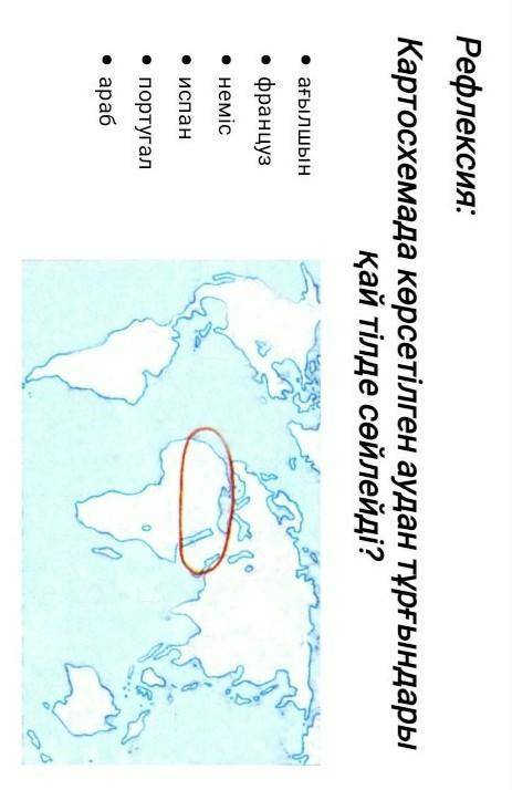Рефлексия: Картосхемада көрсетілген аудан тұрғындары қай тілде сөйлейді? ағылшын . француз неміс . и