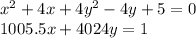 x {}^{2} + 4x + 4y {}^{2} - 4y + 5 = 0 \\ 1005.5x + 4024y = 1