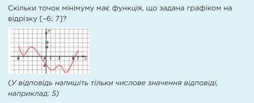 Скільки точок мінімуму має функція, що задана графіком на відрізку [–6; 7]?