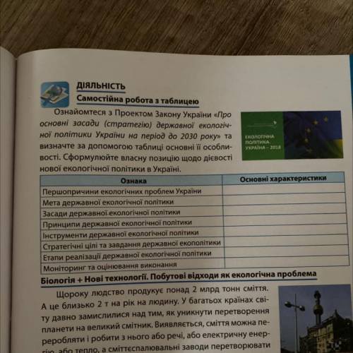 Ознака Основні характеристики Першопричини екологічних проблем України Мета державної екологічної по