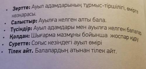 Көзқарасы. Зертте: Ауыл адамдарының тұрмыс-тіршілігі, өміргеСалыстыр: Ауылға келген алты бала.Түсінд