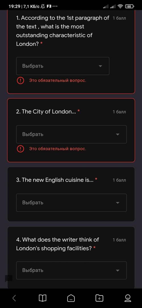 London 1. Read the text London. For the questions 1-4 choose the correct answer