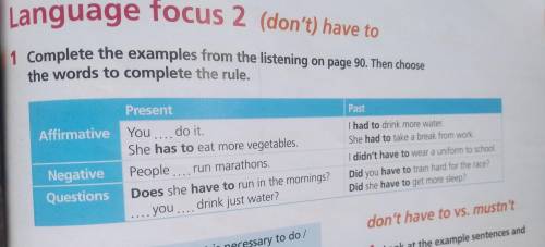 Complete the examples from the listening on page 90 then choose the words to complete the rule