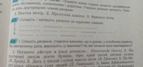 Складить и запишить речення за поданими схемами.