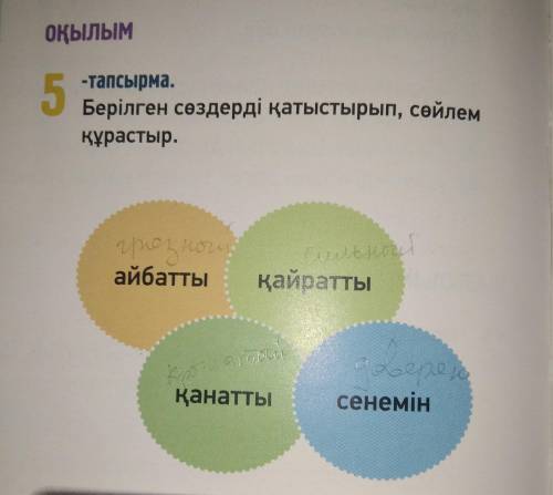 Суреттегі әр сөзден 1 сөйлем ойлап табыңыз Придумайте 1 предложение от каждого слова на картинке