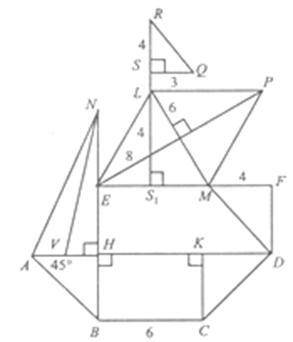 Знайти площі фігури. Відомо, що AV=VH, НЕ=EN, BH=CK, SSRQ=SVNH Треба знайти площу трьох фігур