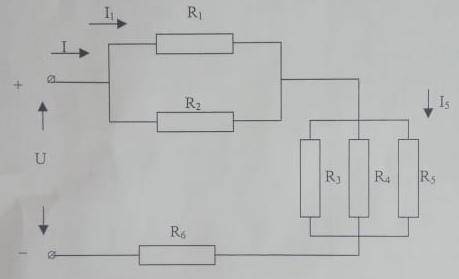 Задана электрическая цепь постоянного тока с параметрами: R1=10 Ом, R2=15 Ом, R3=8 Ом, R4=8 Ом, R5=1