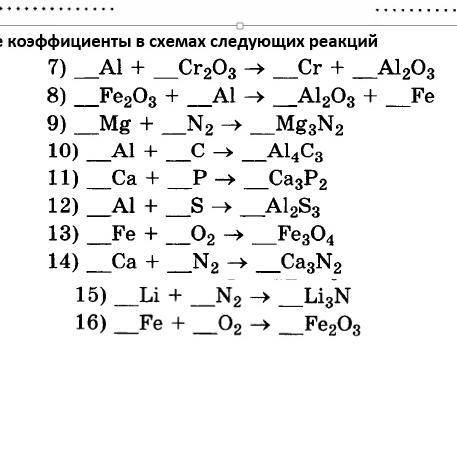 ￼￼￼￼￼расставьте коэффициенты в схемах следующих реакций