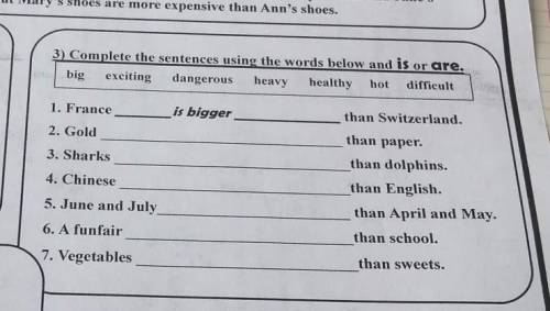 3) complete the sentences using the words below and is or are. big exciting dangerous heavy healthy