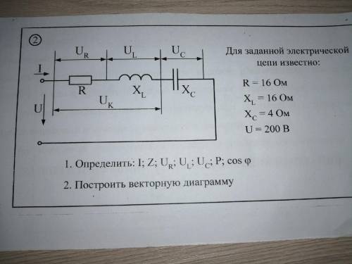 Определить I, Z, U, Ur ,Ul, Uc, P, cos фи