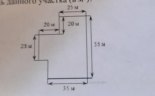 На рисунке изображён план земленого участка. какова площадь данного участка? (в м²)​