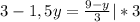 3 - 1,5y = \frac{9 - y }{3} |*3