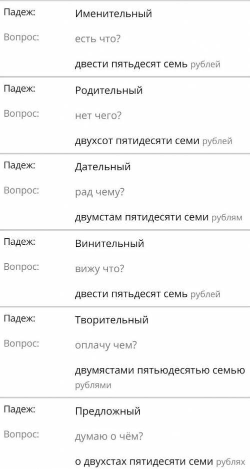 Провідміняйте такі числа як:69,796,257​