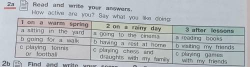 2a Read and write your answers.How active are you? Say what you like doing: ДАМ 45Б​