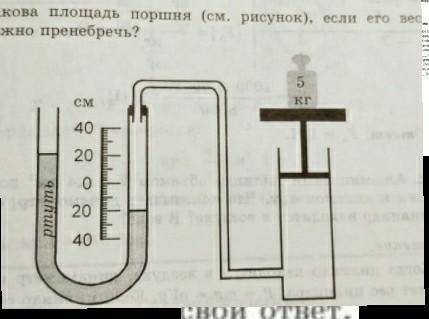 Какова площадь поршня(см. рис.) если его весом можно пренебречь​