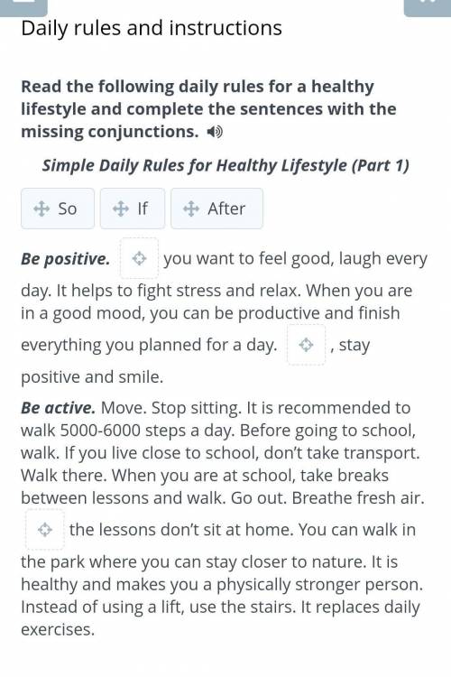 Read the following daily rules for a healthy lifestyle and complete the sentences with the missing c