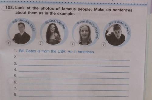 Look at the photos of famous people. Make up sentences about them as in the example.1. Bill Gates is