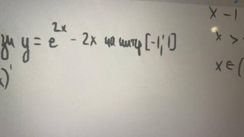 25б!Найдите наименьшее значение функции y=e^2x-2x на интеграле [-1;1]. На листике