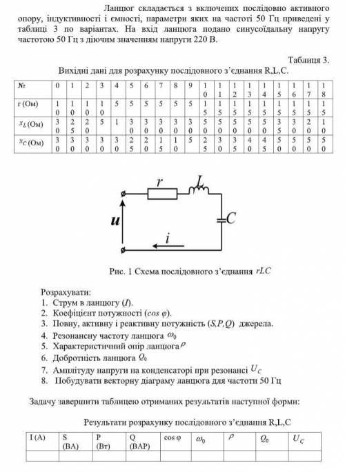 Послідовне з’єднання R,L,C. Варіант 10