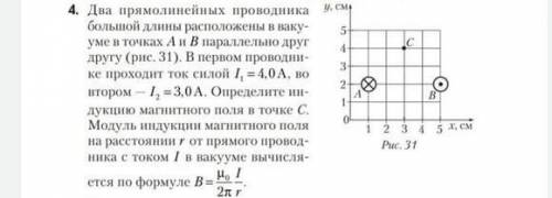 два прямолинейных проводника большой длины расположены в вакууме в точках а и б параллельно друг-дру