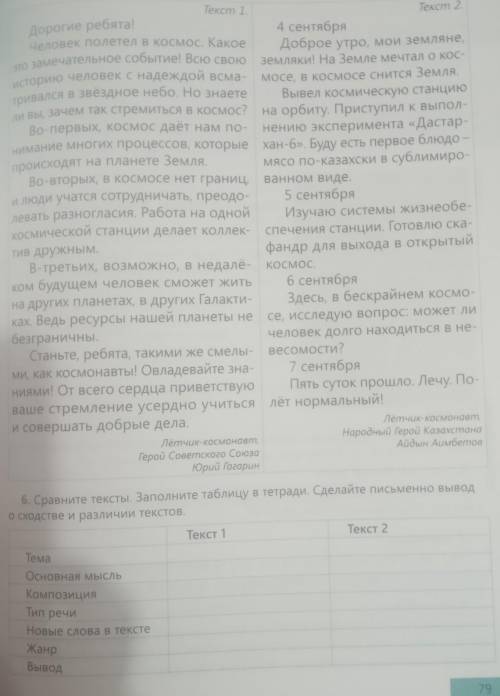 Аерин 6. Сравните тексты. Заполните таблицу в тетради. Сделайте письменно выводоходстве и различии т