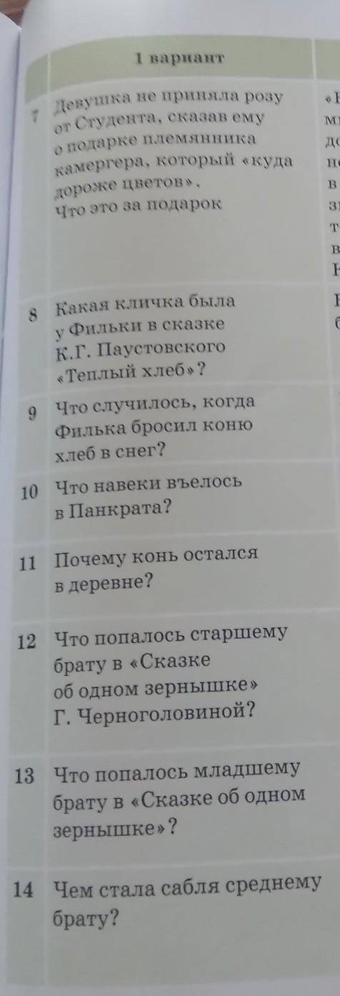 Литра 5 класс 1 вариант7 Девушкане приняла розуСтудента, сказав емуо подарке племянникакамергера, ко