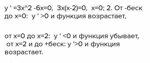 Найти промежутки монотонности функции y=4+3x^2-x^3​