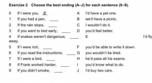 0 If I were you, C A I’d have a pet one. 1 If you had a pen, B we’ll have a picnic. 2 If the rain s