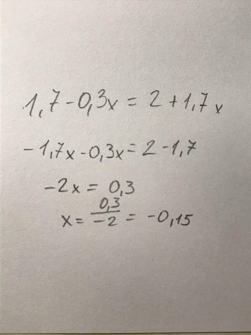 5. За якого значення змінної значення виразів1,7-0,3х і2 + 1,7х рівні?​
