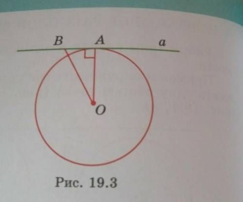 Перечертите в тетрадь рисунок 19.3 и запишите свойства касательной проведенной к окружности​