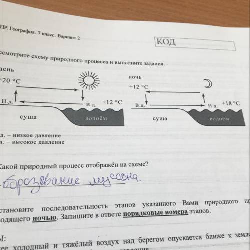 4.3. Какова причина процесса, отображённого на схеме? ответ.