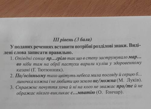 У поданих реченнях вставити потрібні розділові знаки. Виділені слова записати правильно​