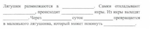 Опишите процесс размножения и развития лягушки, заполняя пропуски в предложениях.