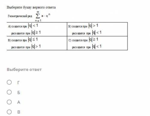 Тест Выберите букву верного ответа