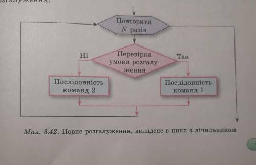 Як виконується фрагмент алгоритму повне розгалуження, вкладене в цикл з лічмльником девочки, мальч