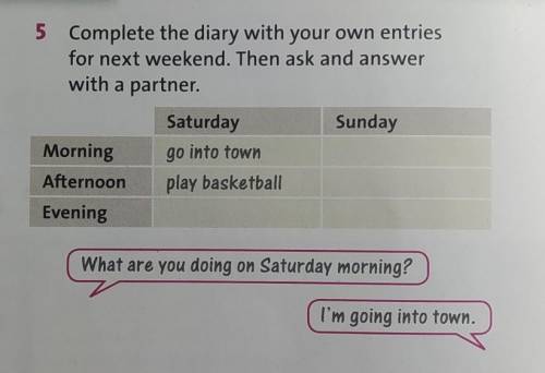 5 Complete the diary with your own entries for next weekend. Then ask and answerwith a partner. ​