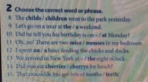 2 Choose the correct word or phrase. The childs, children went to the park yesterday9 Lets go on a t