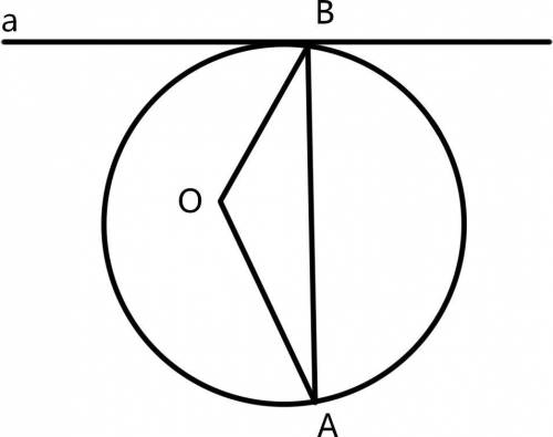Прямая а касается окружности в точке B найти угол AOB если угол ABC = 85 градусов