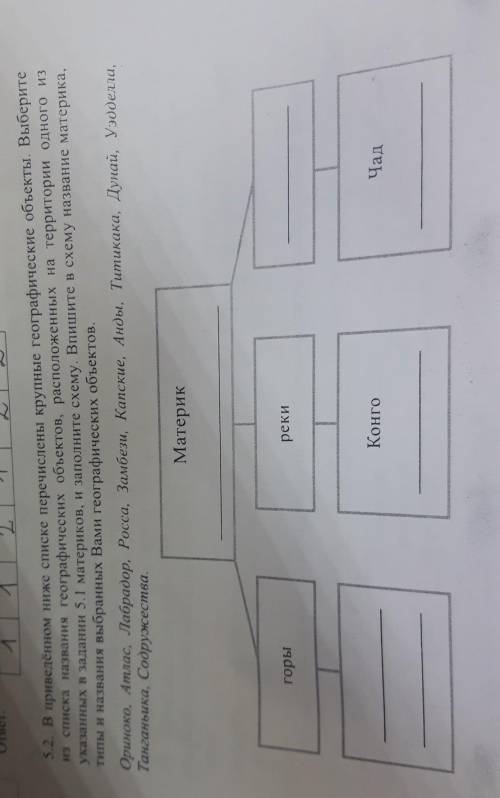 5.2 В приведенном ниже списке перечислены крупные географические объекты. Выберите списка на знания