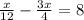 \frac{x}{12} - \frac{3x}{4} = 8