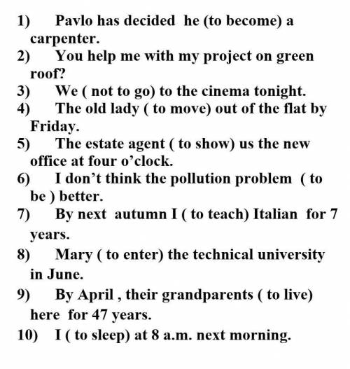 Task: Write the correct future tense form ( Future Simple/ to be going to/ Future Continuous/ Future