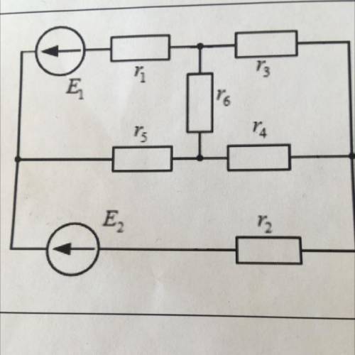 2) Определить токи во всех ветвях схемы, изображенной на рисунке, если известны E = 100 В, Е, = 90 В