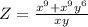 Z = \frac{x^9+x^9y^6}{xy}