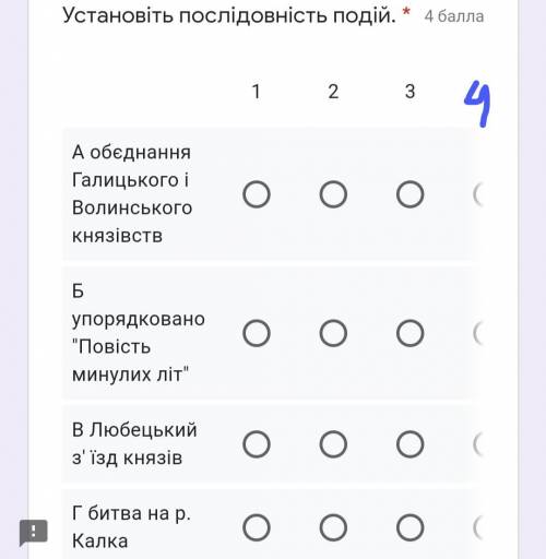 Установити послідовність подій