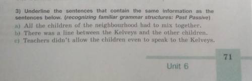 underline the sentences that contain the same information as the sentences below. (recodnizing famil