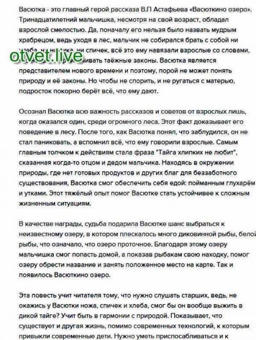 Написать сочинение на тему Что Васютке выжить в тайге? не менее одной страницы​