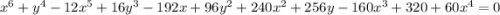 x^6+y^4-12x^5+16y^3-192x+96y^2+240x^2+256y-160x^3+320+60x^4=0