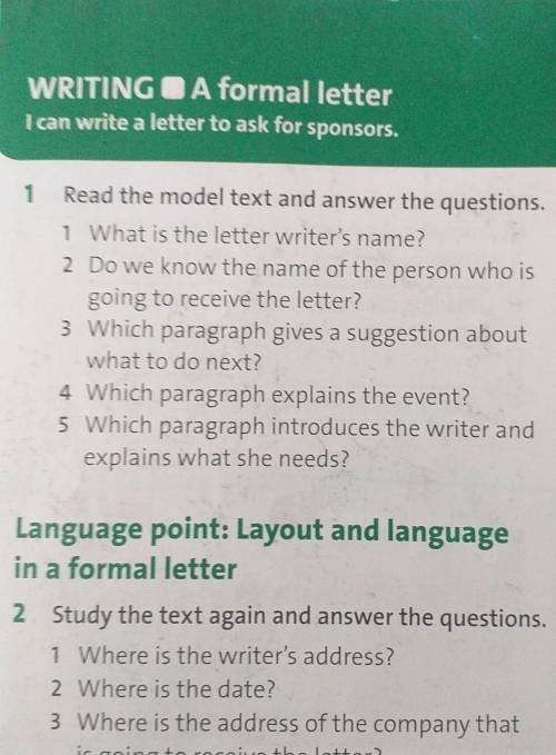 Read the model text and answer the questions. 1 What is the letter writer's name?2 Do we know the na