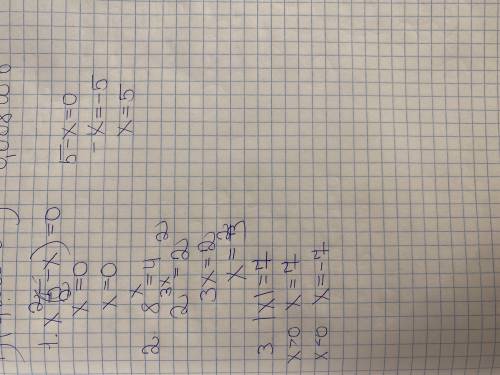 Решить уравнение:1. x²(5-x)=02. 8^x=43. |x|=7 !​